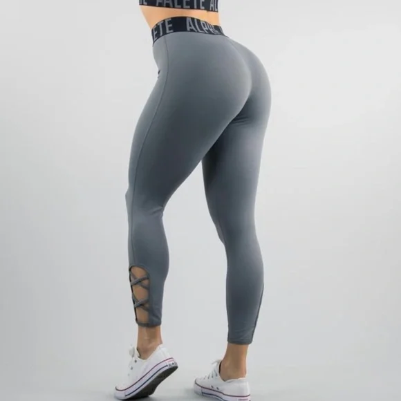 SOLD | Alphalete Gray and Black Cross Set Leggings - Picture 2 of 12